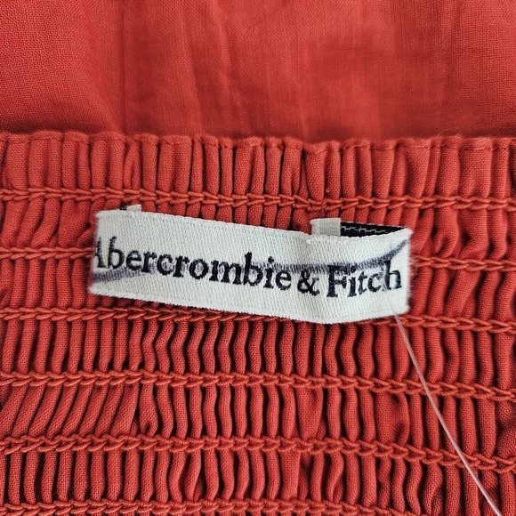 Abercrombie & Fitch Pleated Bralette Crop Tank Top Red Orange Ruched Shirt Large - Picture 6 of 9